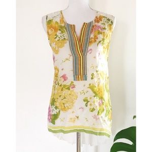 Anthropologie Tiny Silk and Lace Floral Tunic S